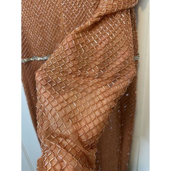 Mac Duggal 93674 Copper Cocktail Beaded Dress Sz 16 MIDI Puff Sleeves NWTs $598 - Picture 9 of 9